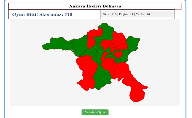 Ankara İlçelerinin Yeri