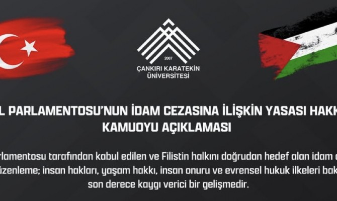 ÇAKÜ’den İsrail’in İdam Yasasına İlişkin Açıklaması