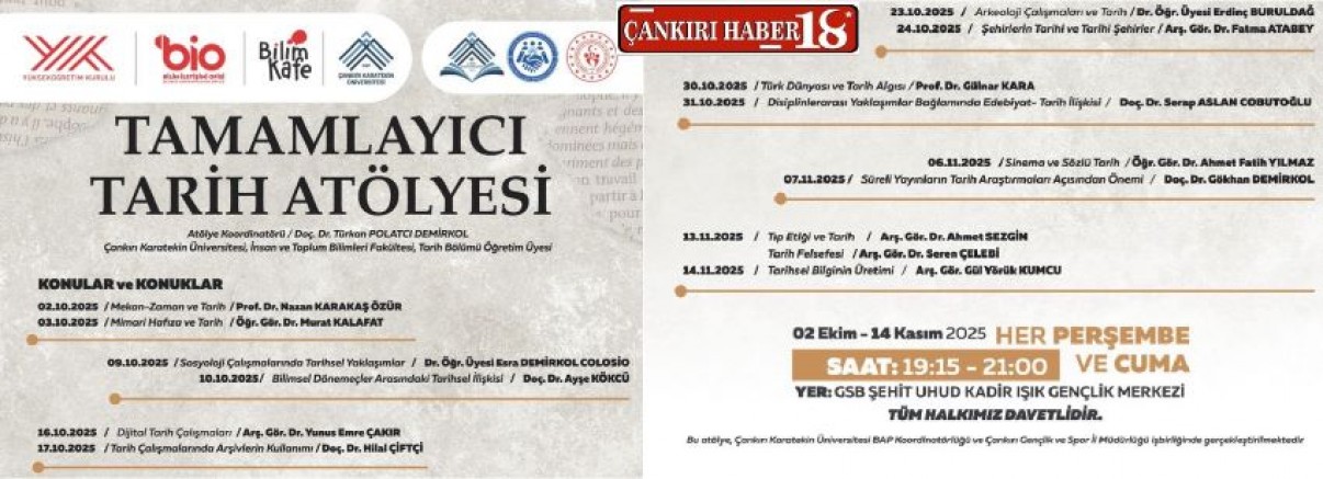 ÇAKÜTamamlayıcı Tarih Atölyesi Çalışmalarına Davet Ediyor