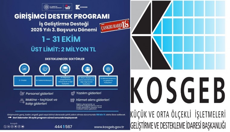 Çankırı KOSGEB Girişimci Destek Programı Başvuruları başladı.