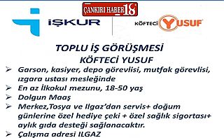 Çankırı İŞKUR'dan Köfteci Yusuf İş İlanı Çankırı haber